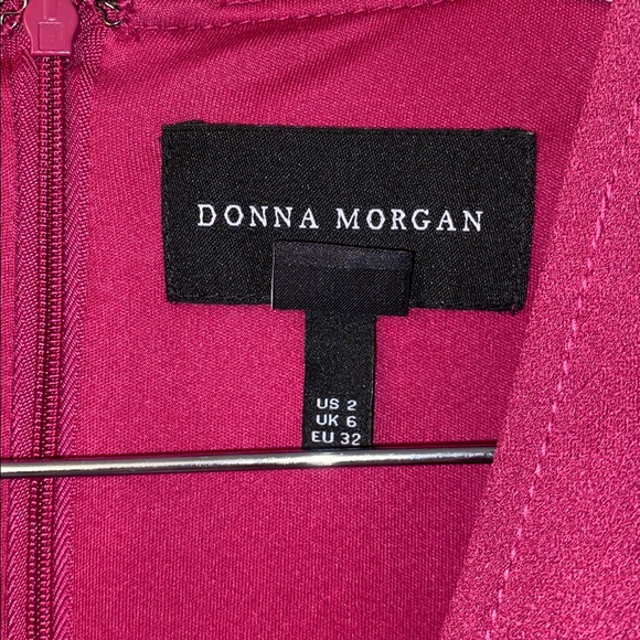 Donna Morgan Raspberry Mini Dress Ruched sleeves 2 - Picture 2 of 6